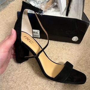 SOLD** Womens. INC. 8.5. Black strappy short heels. NWT
